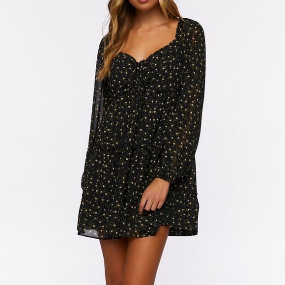 Forever 21 Black floral dress - Picture 5 of 10